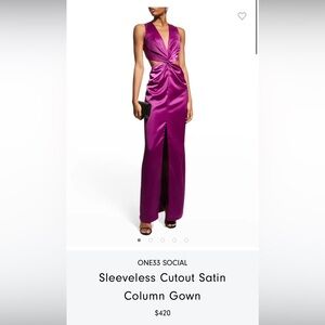 One33 Social Sleeveless Cutout Satin Column Gown - Size 2 - NWT